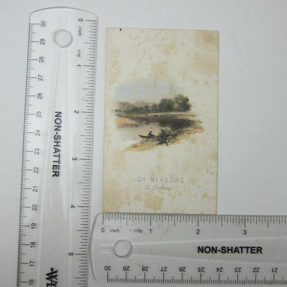 Color Lithograph Print Row Boat On Meadows North Conway New Hampshire Antique - Picture 15 of 15